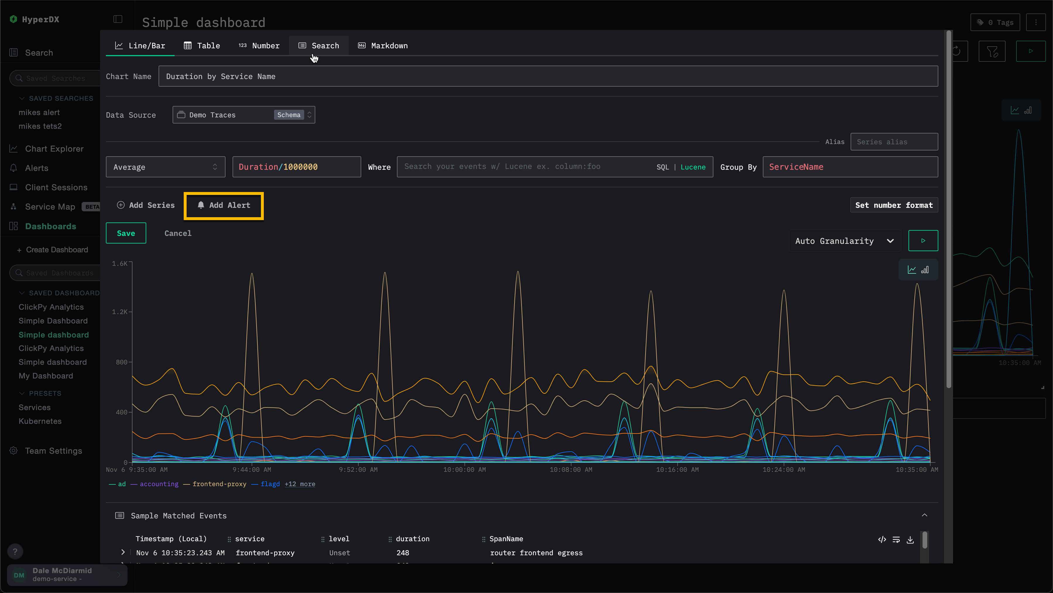 차트에 알림 추가