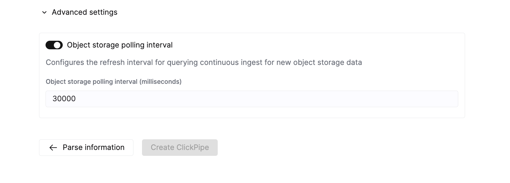 ClickPipes용 고급 설정