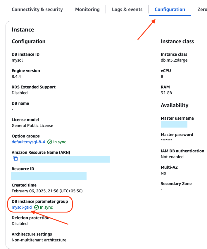 RDS에서 파라미터 그룹을 찾는 위치